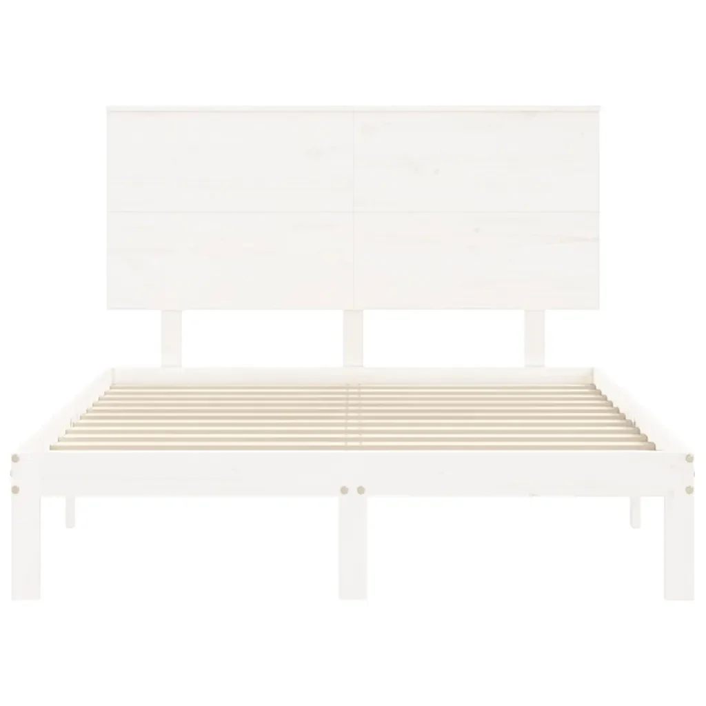 Letto matrimoniale | Letto per adulti | Giroletto senza Materasso Bianco 120x200 cm Legno Massello Pino - Image 6