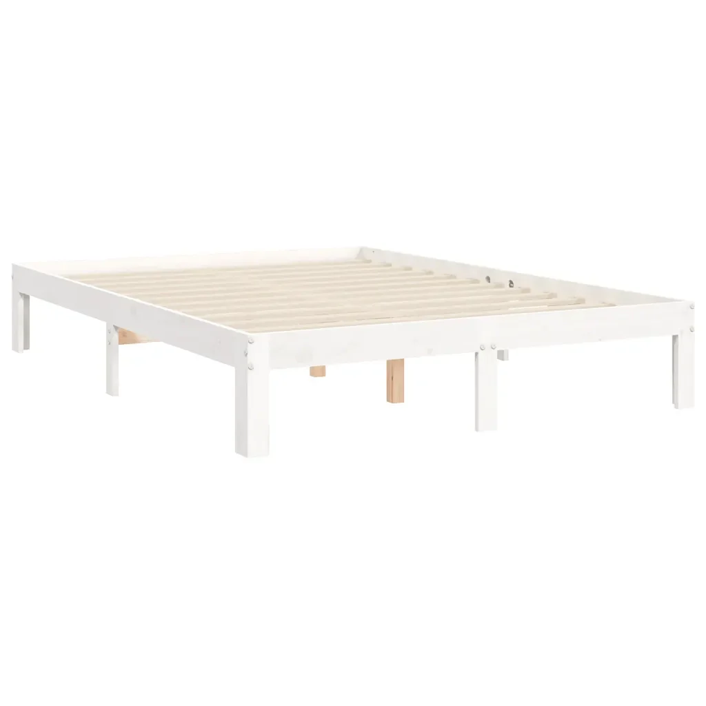 Letto matrimoniale | Letto per adulti | Giroletto senza Materasso Bianco 120x200 cm Legno Massello Pino - Image 9