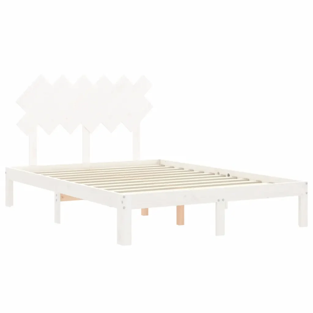 Letto matrimoniale | Letto per adulti | Giroletto senza Materasso Bianco 120x200 cm Legno Massello Pino - Image 5