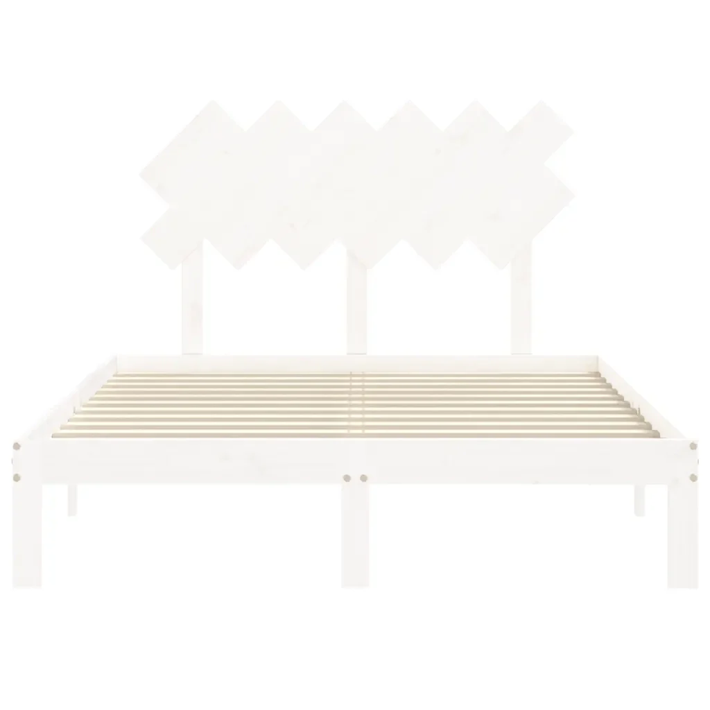 Letto matrimoniale | Letto per adulti | Giroletto senza Materasso Bianco 120x200 cm Legno Massello Pino - Image 6