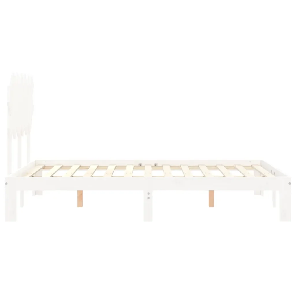 Letto matrimoniale | Letto per adulti | Giroletto senza Materasso Bianco 120x200 cm Legno Massello Pino - Image 7
