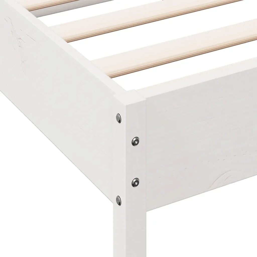 Letto matrimoniale | Letto per adulti | Giroletto senza Materasso Bianco 135x190 cm Legno Massello Pino - Image 9