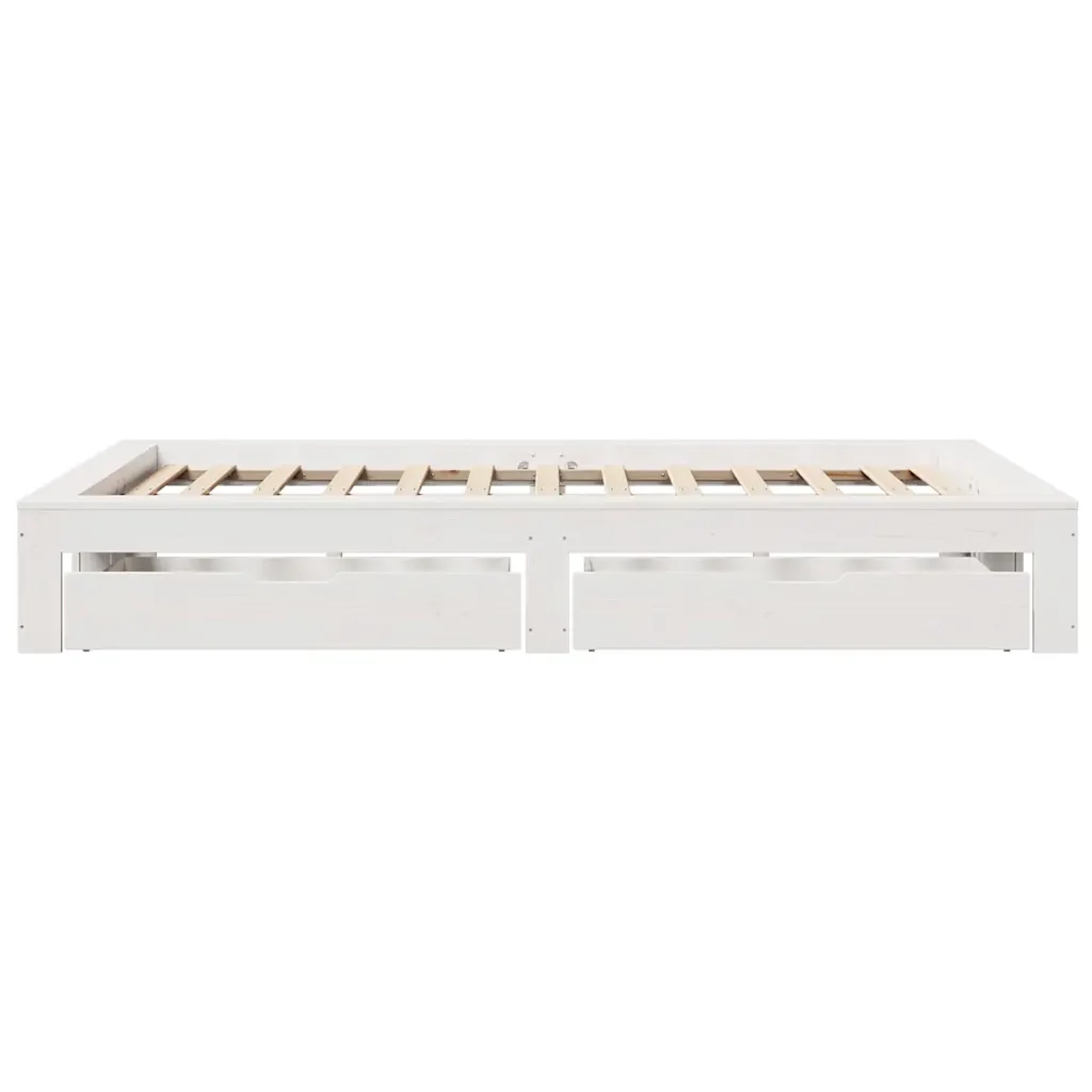 Letto matrimoniale | Letto per adulti | Giroletto senza Materasso Bianco 135x190 cm Legno Massello Pino - Image 7