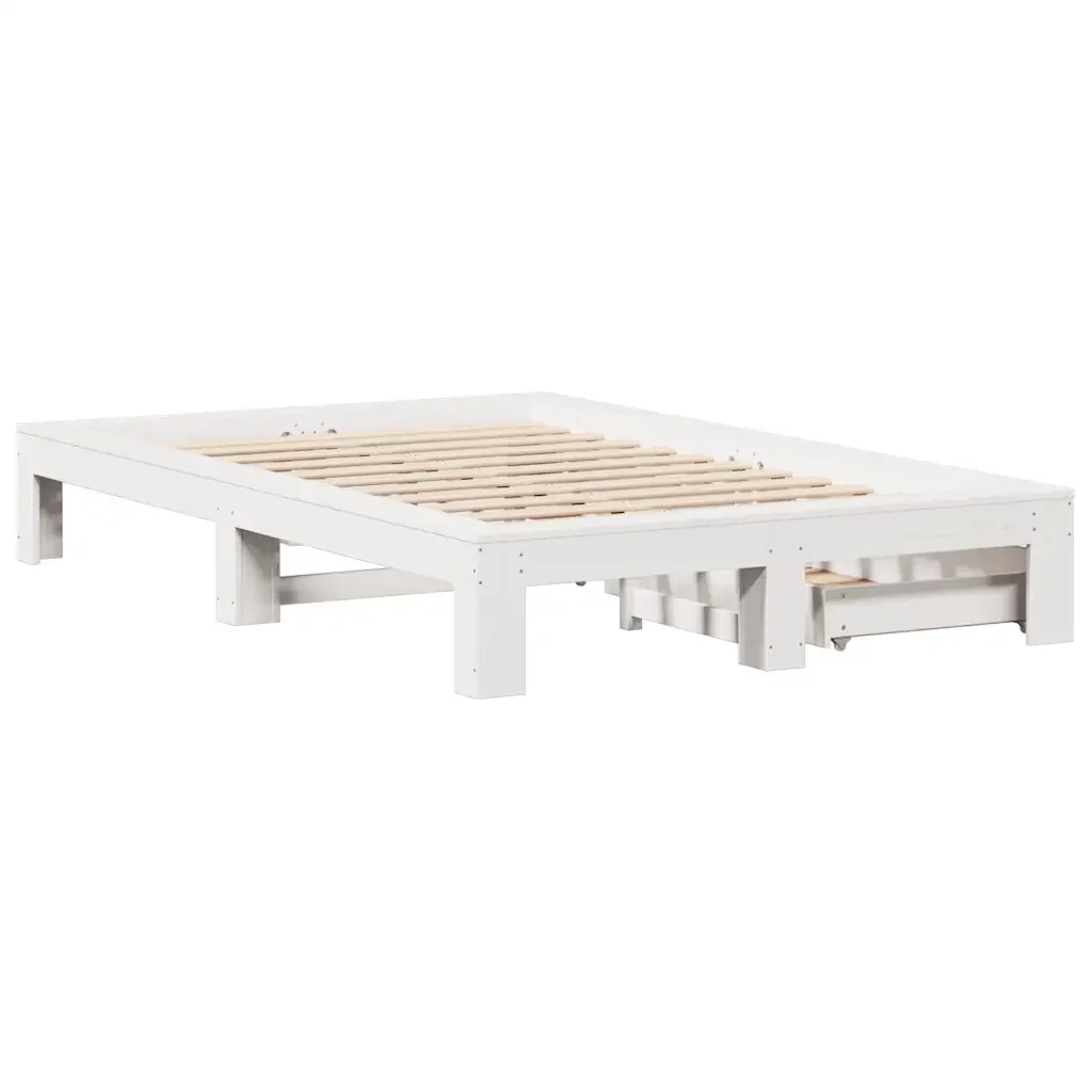 Letto matrimoniale | Letto per adulti | Giroletto senza Materasso Bianco 135x190 cm Legno Massello Pino - Image 8