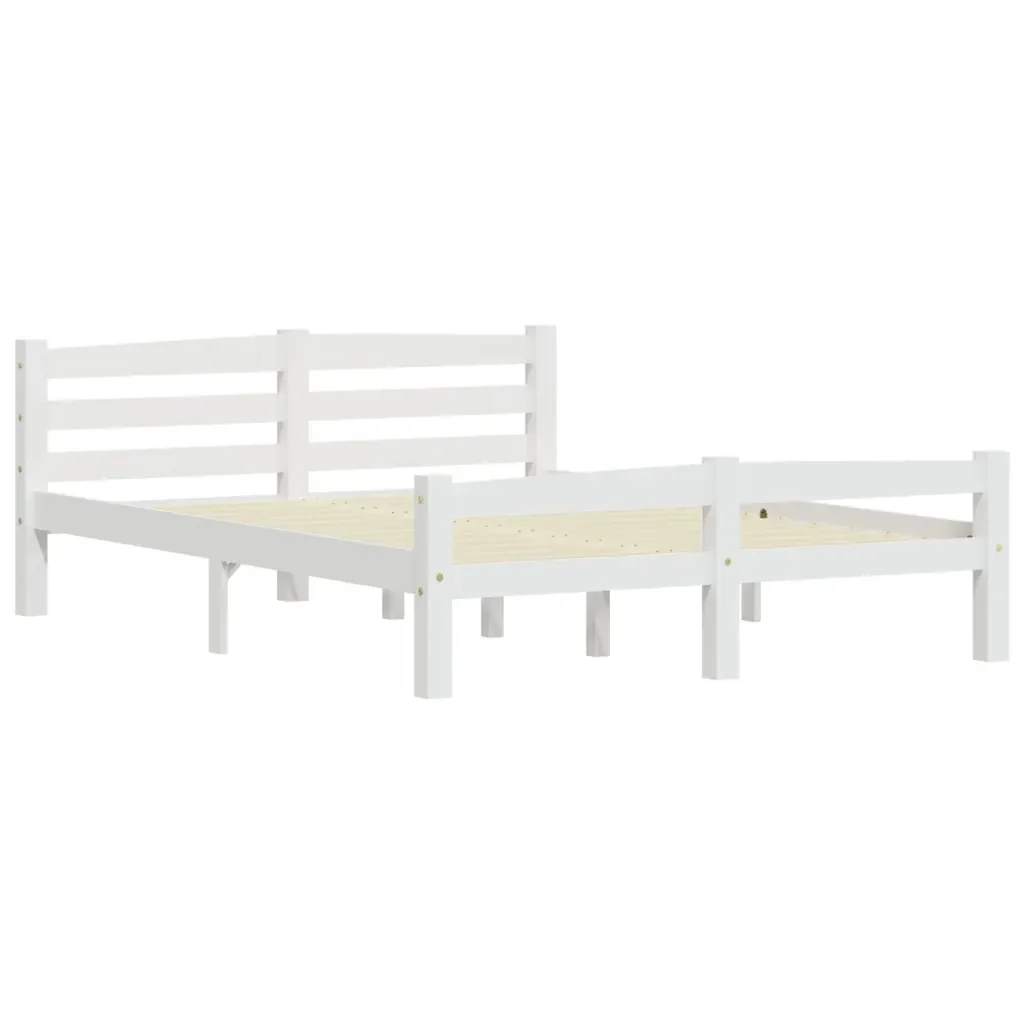 Letto matrimoniale | Letto per adulti | Giroletto senza Materasso Bianco 140x200 cm in Legno di Pino - Image 3