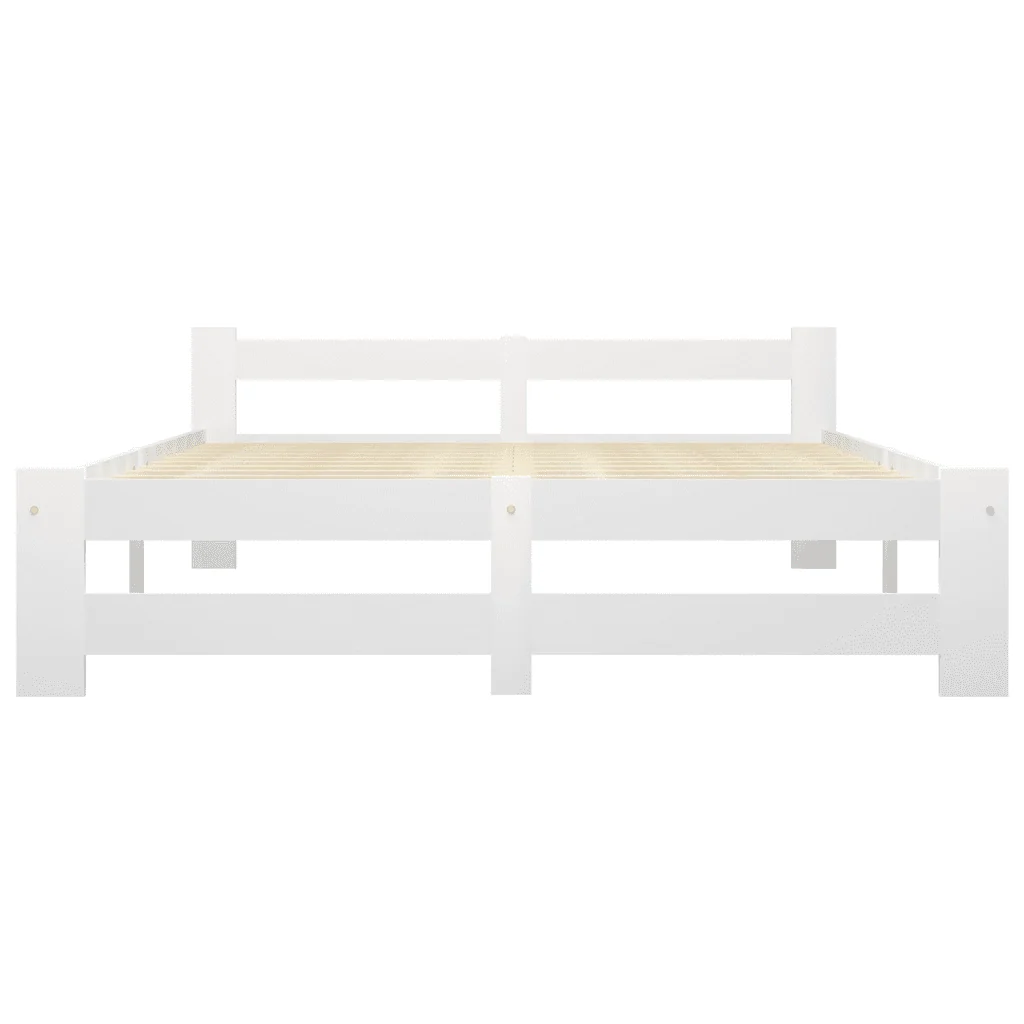 Letto matrimoniale | Letto per adulti | Giroletto senza Materasso Bianco 140x200 cm in Legno di Pino - Image 4