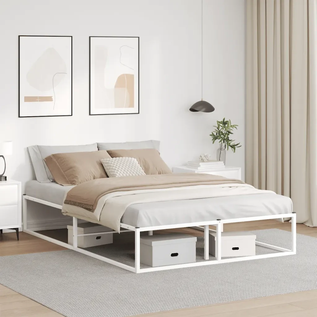 Letto matrimoniale | Letto per adulti | Giroletto senza Materasso Bianco 140x200 cm in Metallo - Image 2