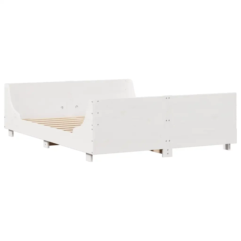 Letto matrimoniale | Letto per adulti | Giroletto senza Materasso Bianco 140x200 cm Legno Massello Pino - Image 5