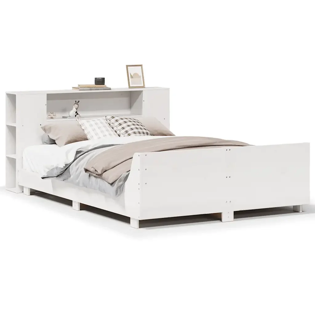 Letto matrimoniale | Letto per adulti | Giroletto senza Materasso Bianco 140x200 cm Legno Massello Pino