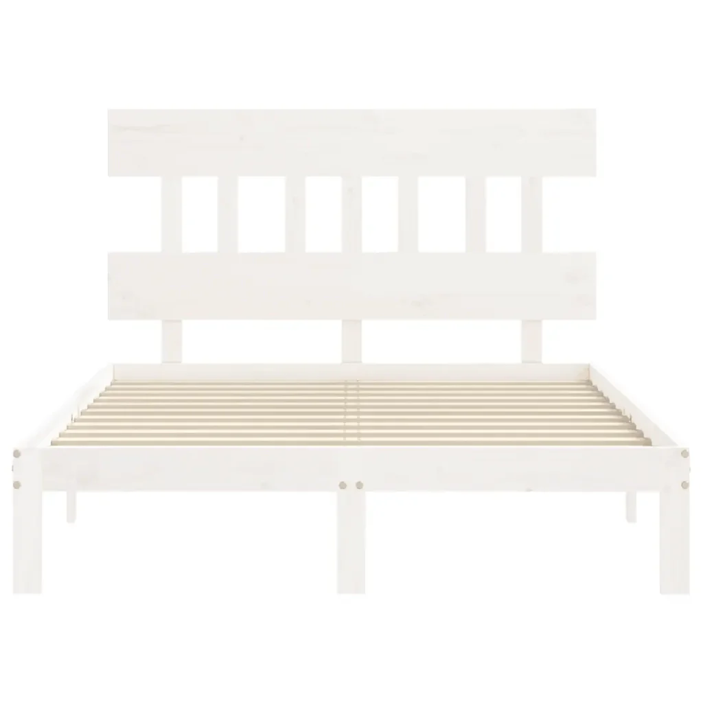 Letto matrimoniale | Letto per adulti | Giroletto senza Materasso Bianco 140x200 cm Legno Massello Pino - Image 6