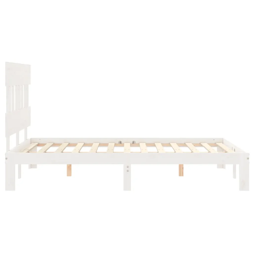 Letto matrimoniale | Letto per adulti | Giroletto senza Materasso Bianco 140x200 cm Legno Massello Pino - Image 7