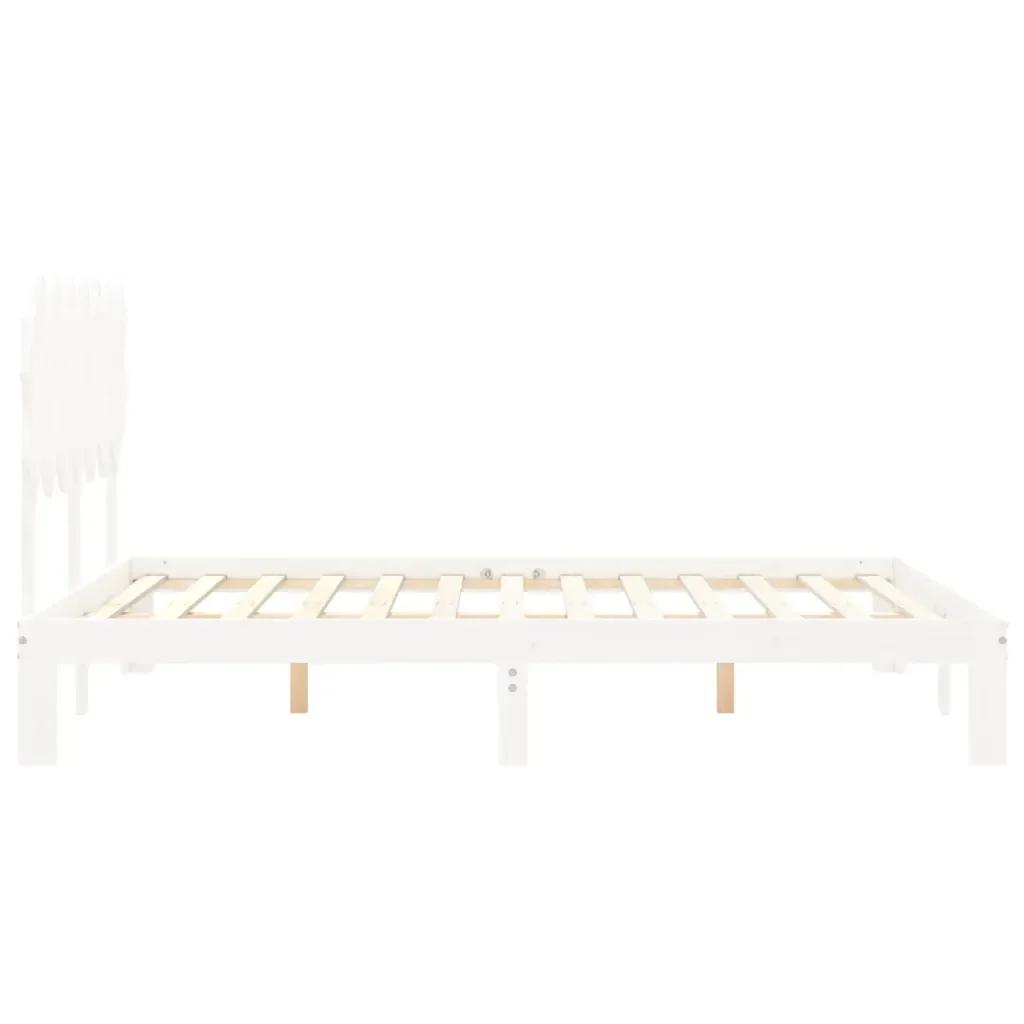 Letto matrimoniale | Letto per adulti | Giroletto senza Materasso Bianco 140x200 cm Legno Massello Pino - Image 7