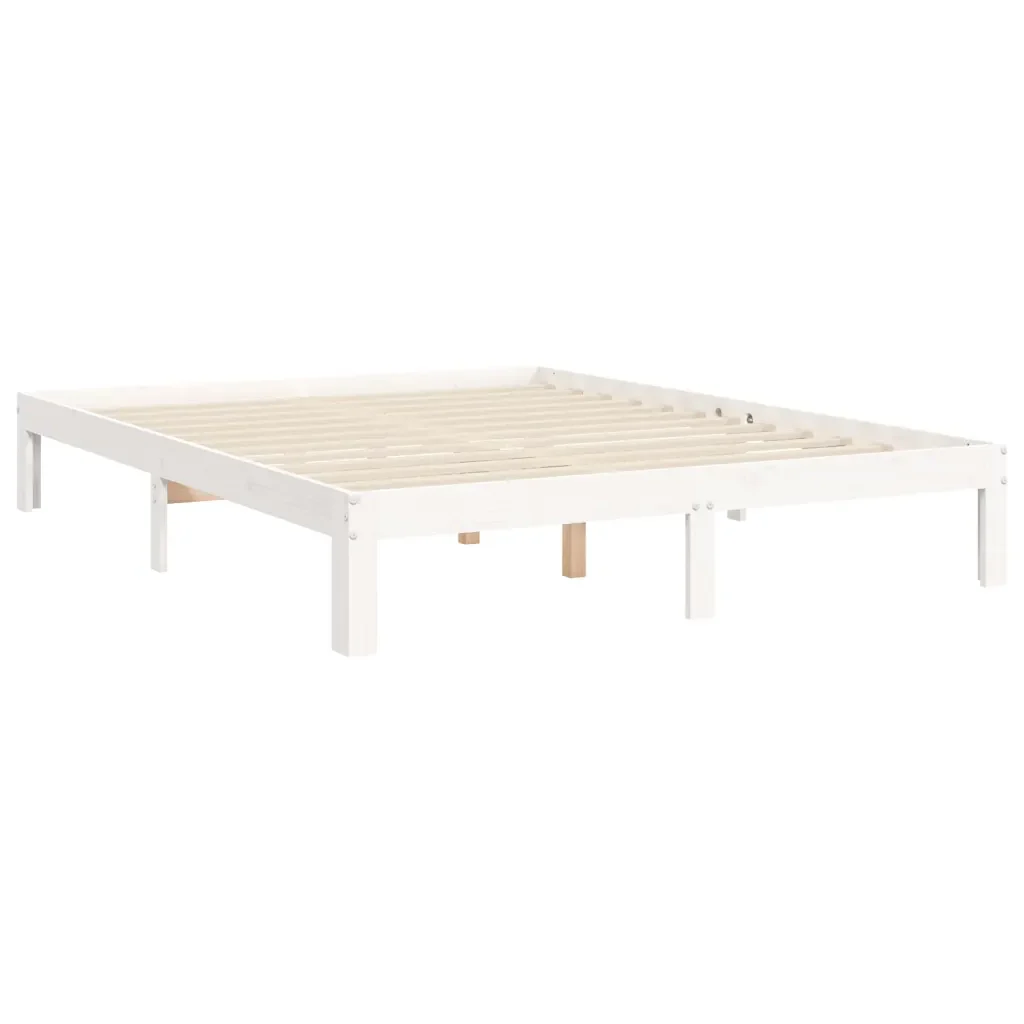 Letto matrimoniale | Letto per adulti | Giroletto senza Materasso Bianco 140x200 cm Legno Massello Pino - Image 9