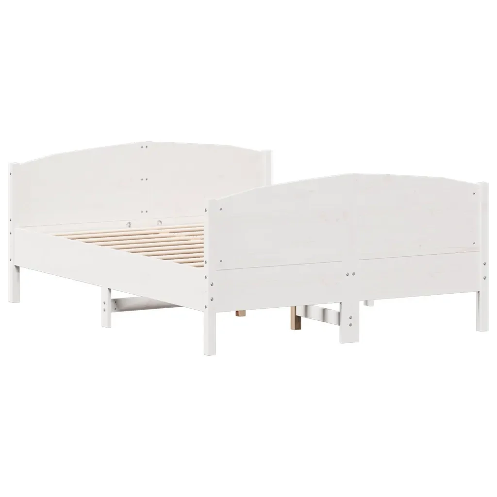 Letto matrimoniale | Letto per adulti | Giroletto senza Materasso Bianco 140x200 cm Legno Massello Pino - Image 3