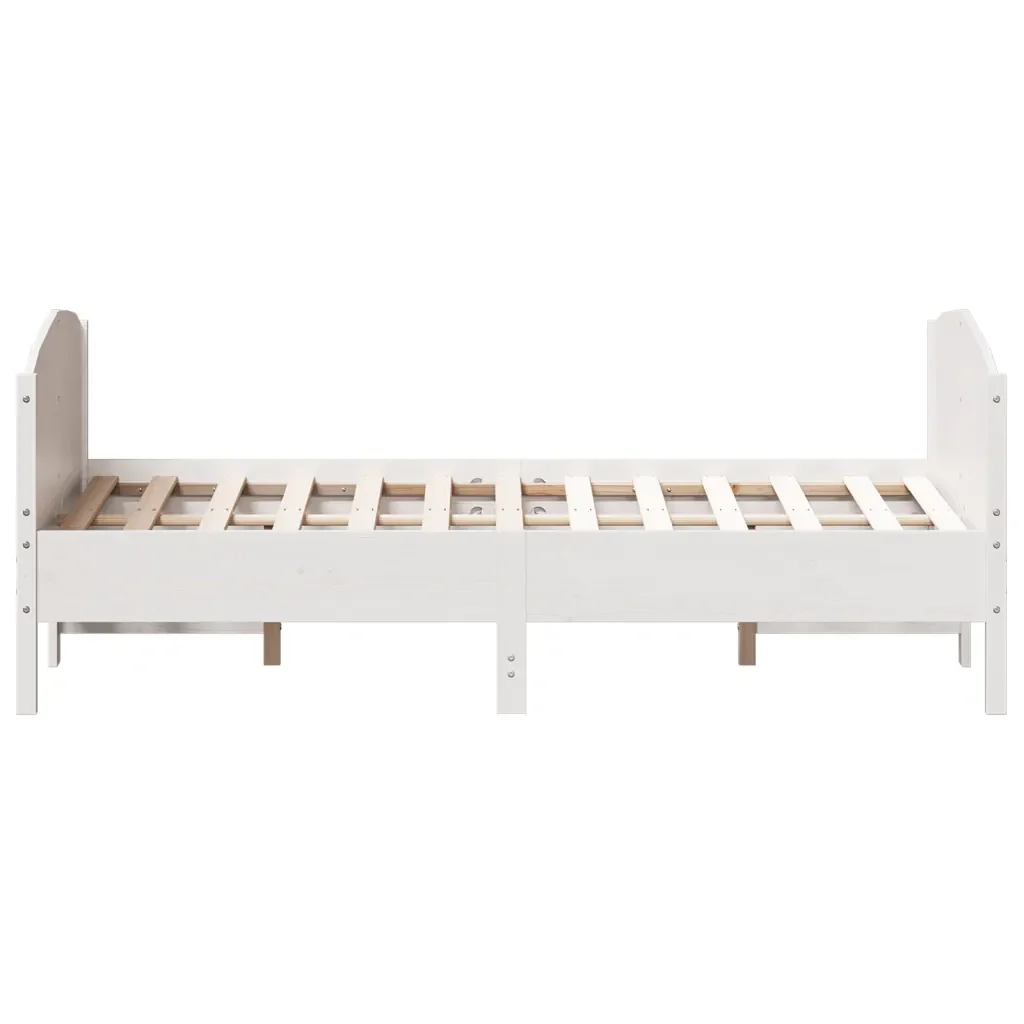 Letto matrimoniale | Letto per adulti | Giroletto senza Materasso Bianco 140x200 cm Legno Massello Pino - Image 5