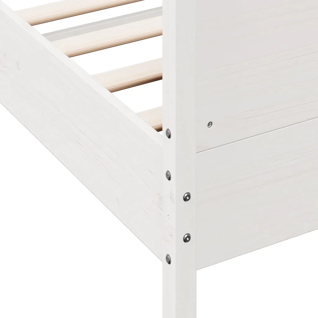 Letto matrimoniale | Letto per adulti | Giroletto senza Materasso Bianco 140x200 cm Legno Massello Pino - Image 7