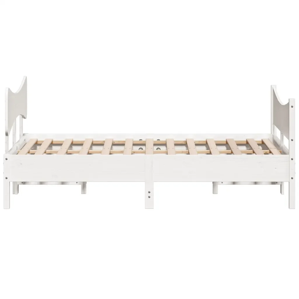 Letto matrimoniale | Letto per adulti | Giroletto senza Materasso Bianco 140x200 cm Legno Massello Pino - Image 5