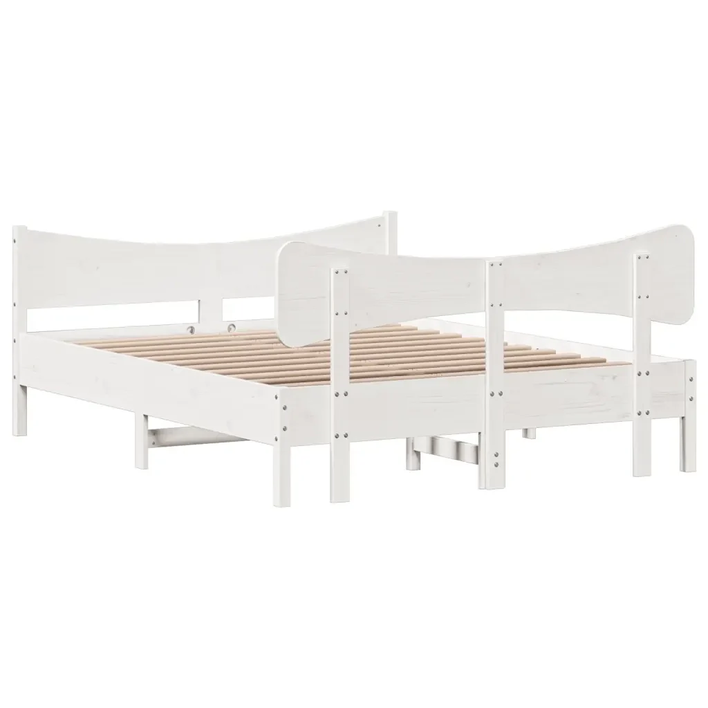 Letto matrimoniale | Letto per adulti | Giroletto senza Materasso Bianco 140x200 cm Legno Massello Pino - Image 6