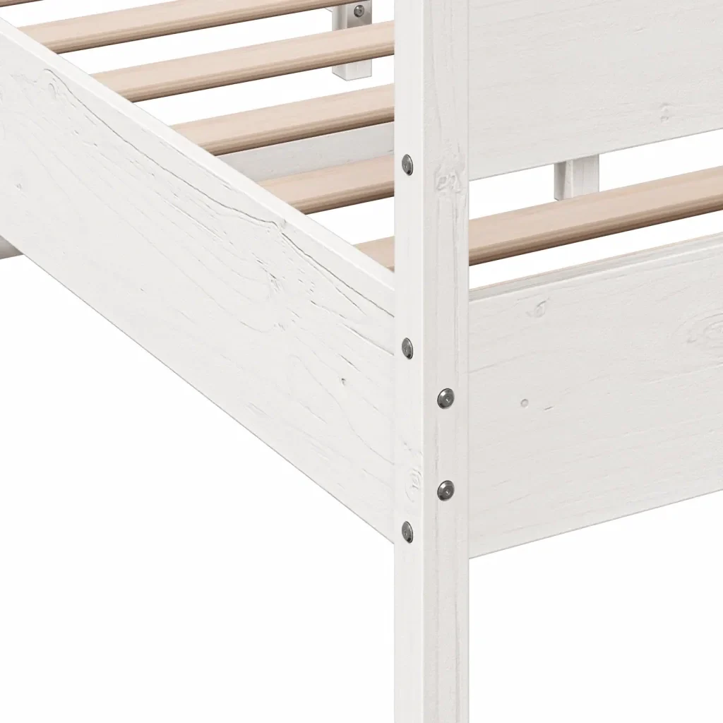 Letto matrimoniale | Letto per adulti | Giroletto senza Materasso Bianco 140x200 cm Legno Massello Pino - Image 7