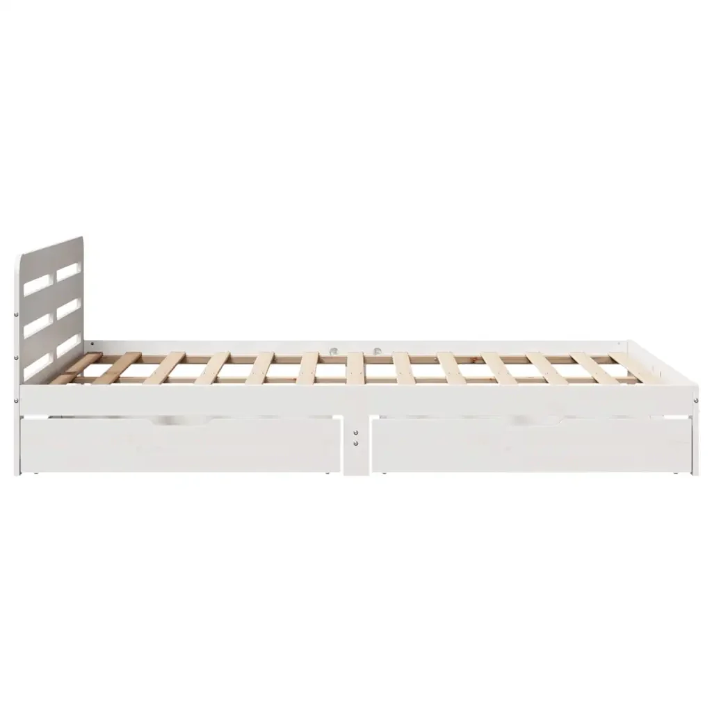 Letto matrimoniale | Letto per adulti | Giroletto senza Materasso Bianco 140x200 cm Legno Massello Pino - Image 7