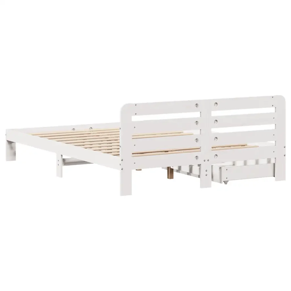 Letto matrimoniale | Letto per adulti | Giroletto senza Materasso Bianco 140x200 cm Legno Massello Pino - Image 8