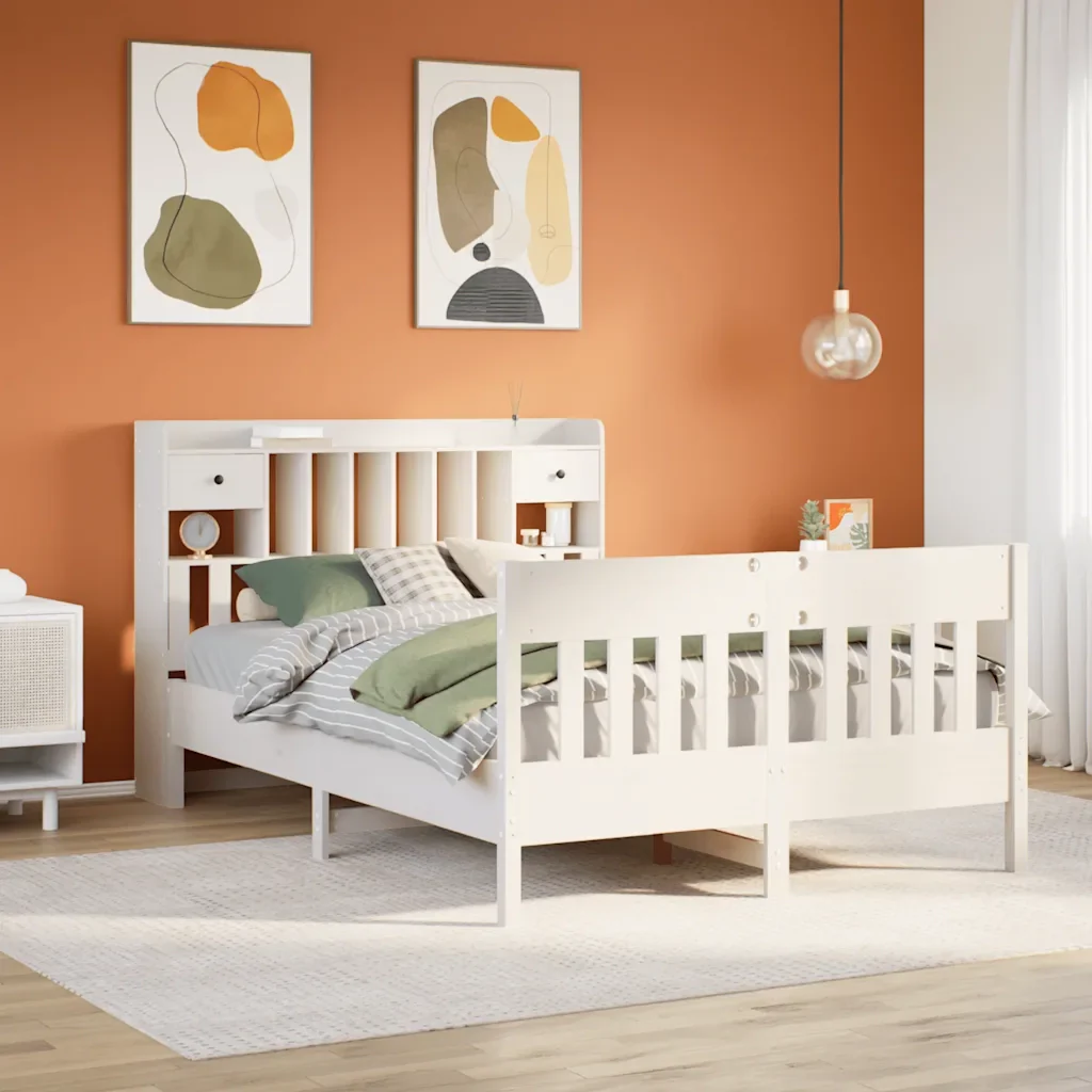 Letto matrimoniale | Letto per adulti | Giroletto senza Materasso Bianco 140x200 cm Legno Massello Pino - Image 2