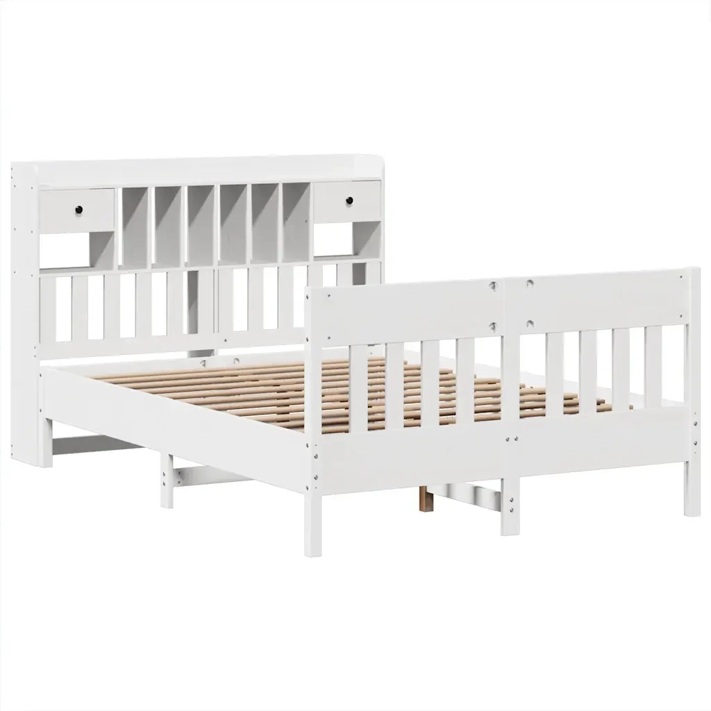 Letto matrimoniale | Letto per adulti | Giroletto senza Materasso Bianco 140x200 cm Legno Massello Pino - Image 4