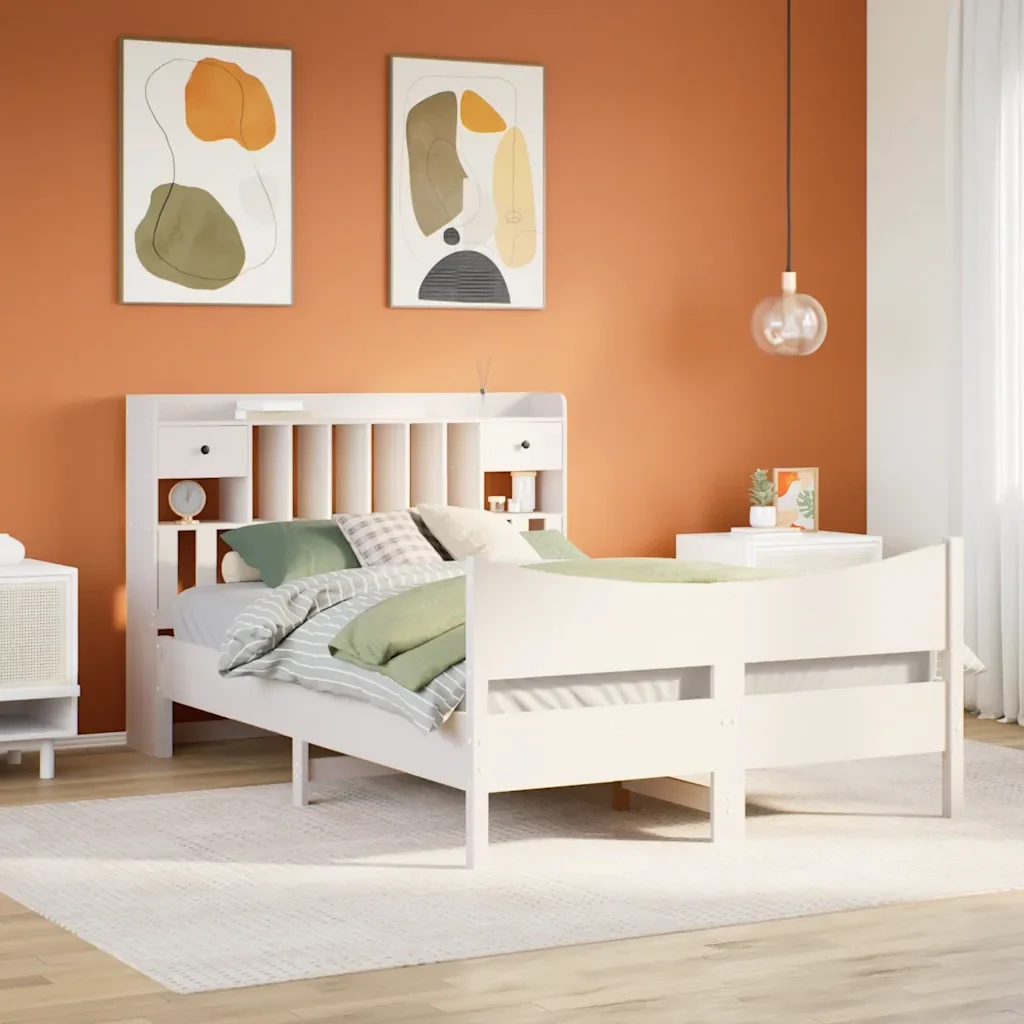 Letto matrimoniale | Letto per adulti | Giroletto senza Materasso Bianco 140x200 cm Legno Massello Pino - Image 2