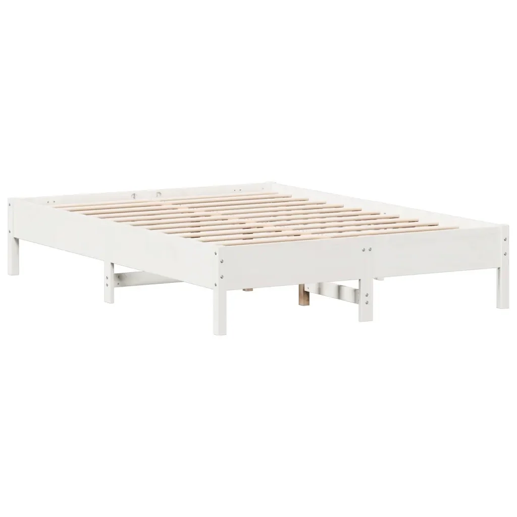 Letto matrimoniale | Letto per adulti | Giroletto senza Materasso Bianco 140x200 cm Legno Massello Pino - Image 5