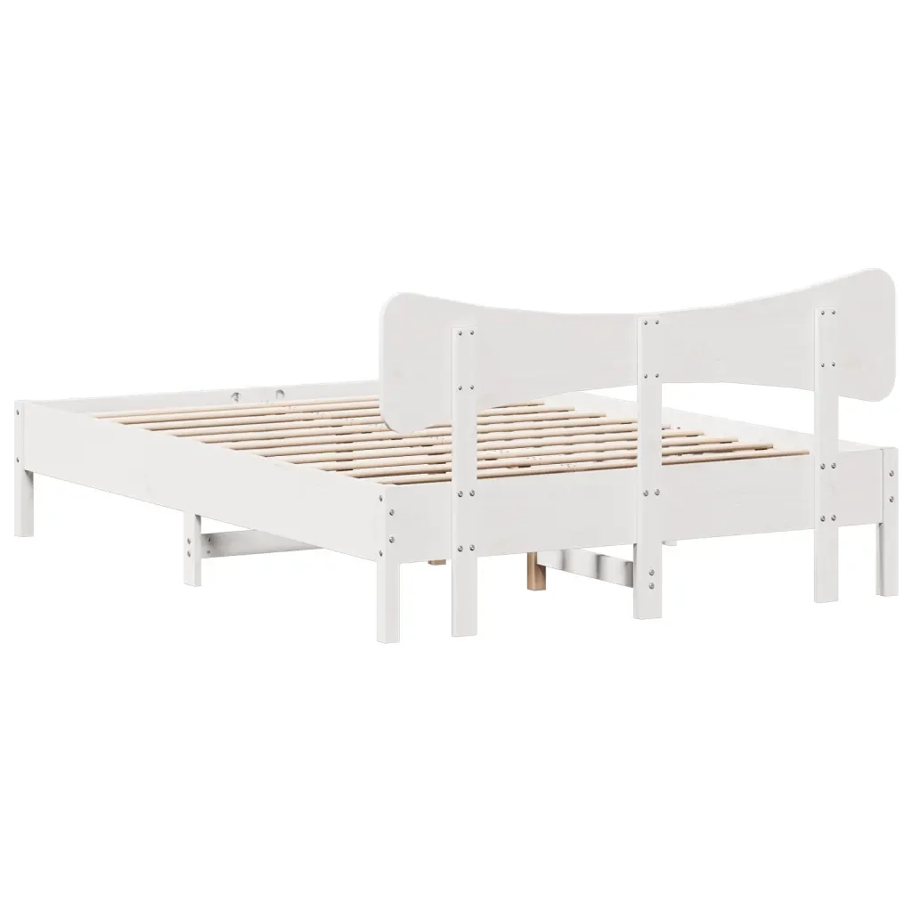 Letto matrimoniale | Letto per adulti | Giroletto senza Materasso Bianco 140x200 cm Legno Massello Pino - Image 8