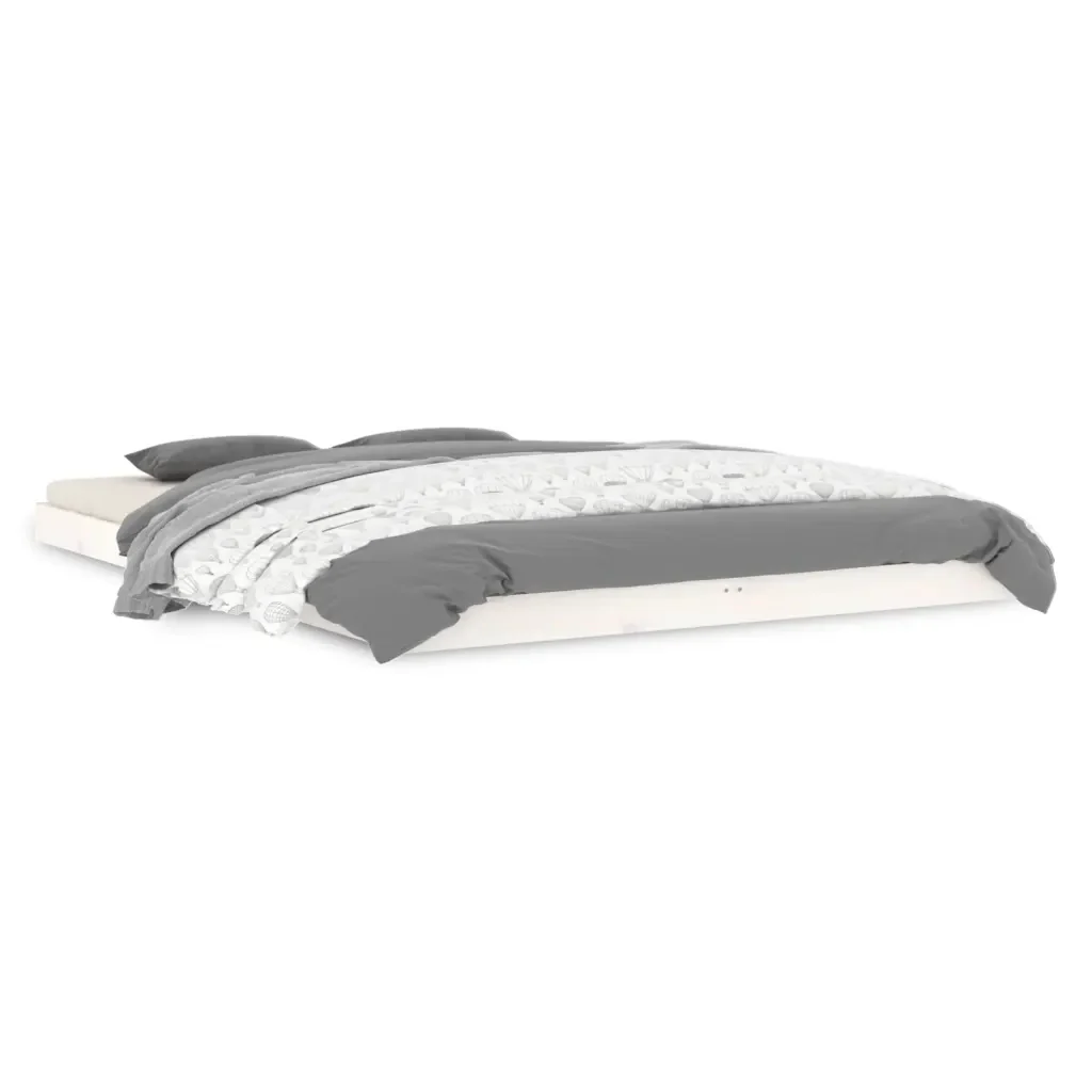 Letto matrimoniale | Letto per adulti | Giroletto senza Materasso Bianco 140x200 cm Legno Massello Pino