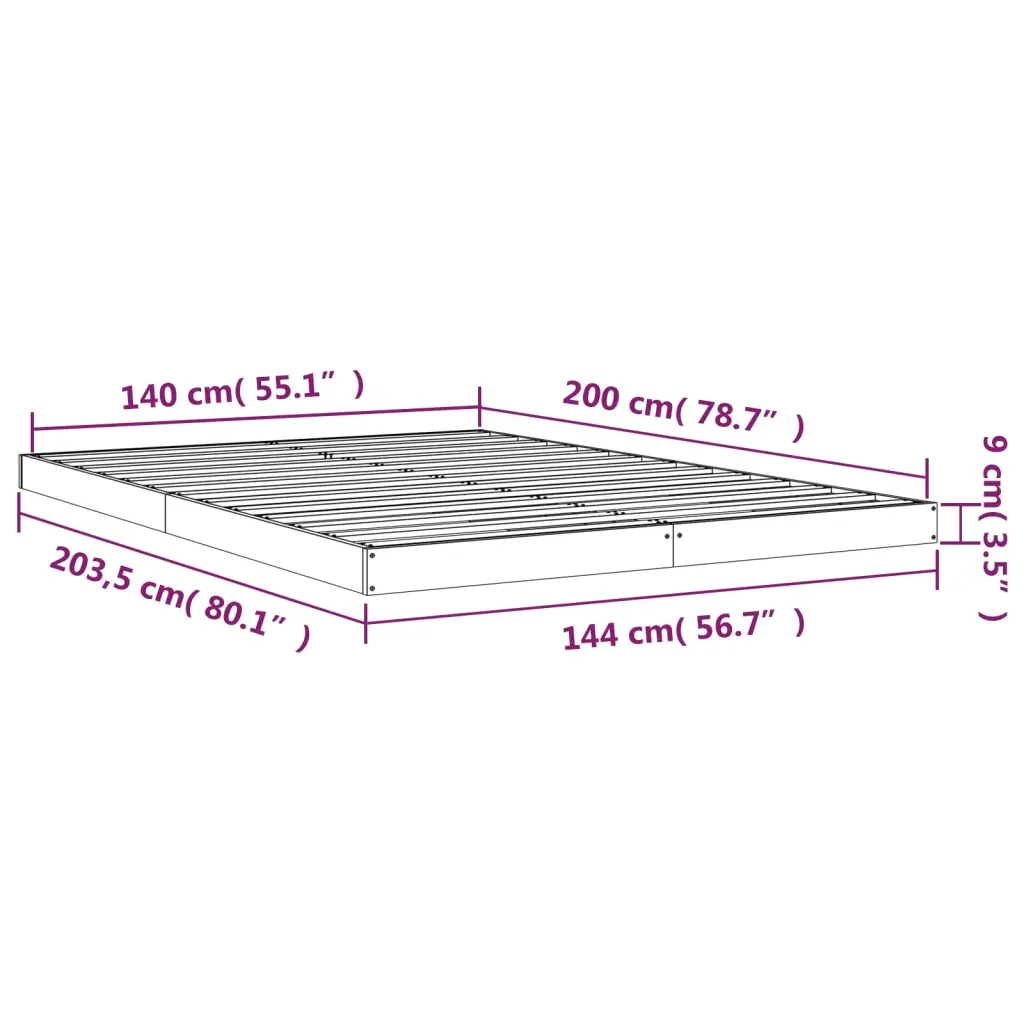 Letto matrimoniale | Letto per adulti | Giroletto senza Materasso Bianco 140x200 cm Legno Massello Pino - Image 8