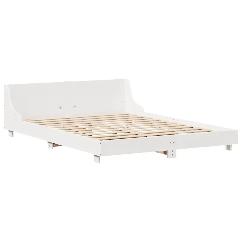 Letto matrimoniale | Letto per adulti | Giroletto senza Materasso Bianco 140x200 cm Legno Massello Pino - Image 5