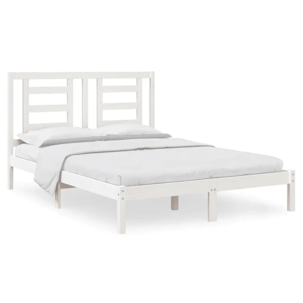 Letto matrimoniale | Letto per adulti | Giroletto senza Materasso Bianco 140x200 cm Legno Massello Pino