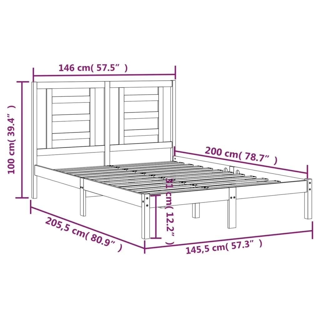 Letto matrimoniale | Letto per adulti | Giroletto senza Materasso Bianco 140x200 cm Legno Massello Pino - Image 6