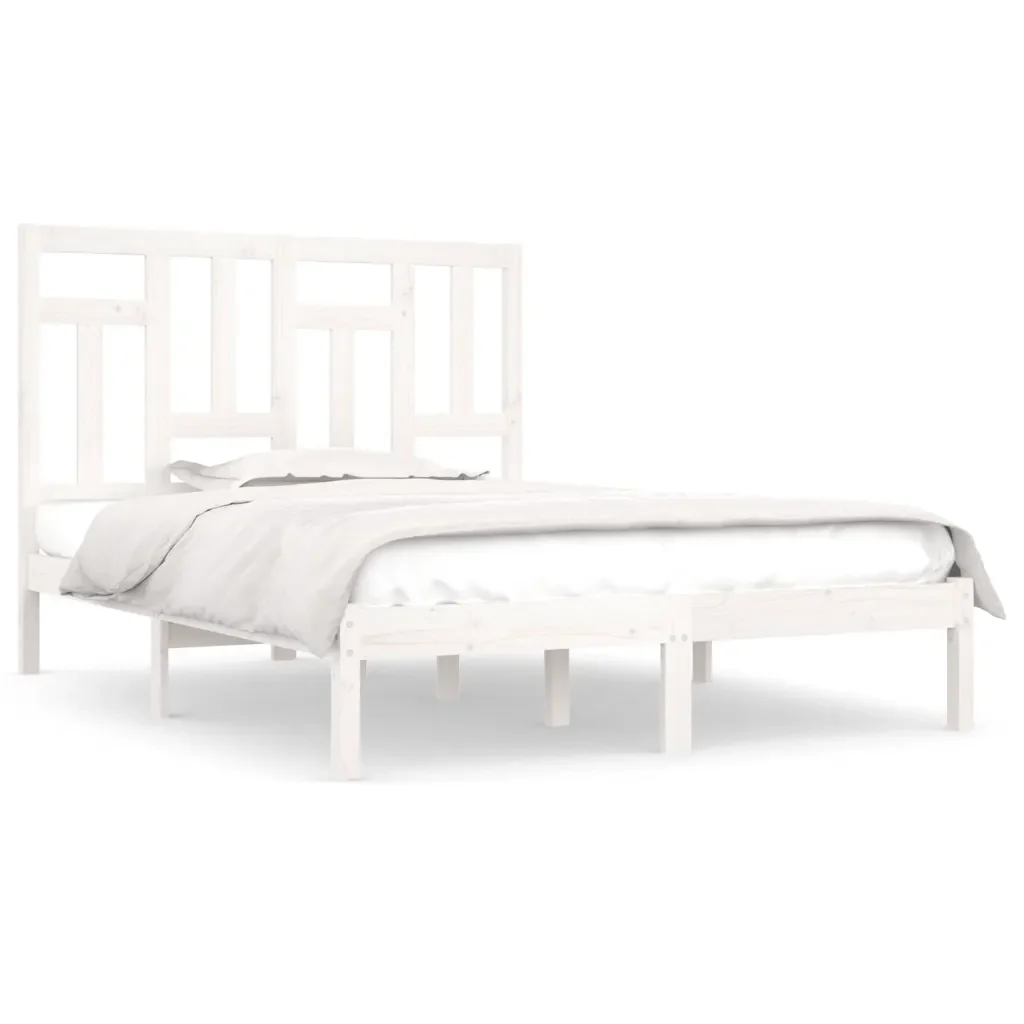 Letto matrimoniale | Letto per adulti | Giroletto senza Materasso Bianco 140x200 cm Legno Massello Pino