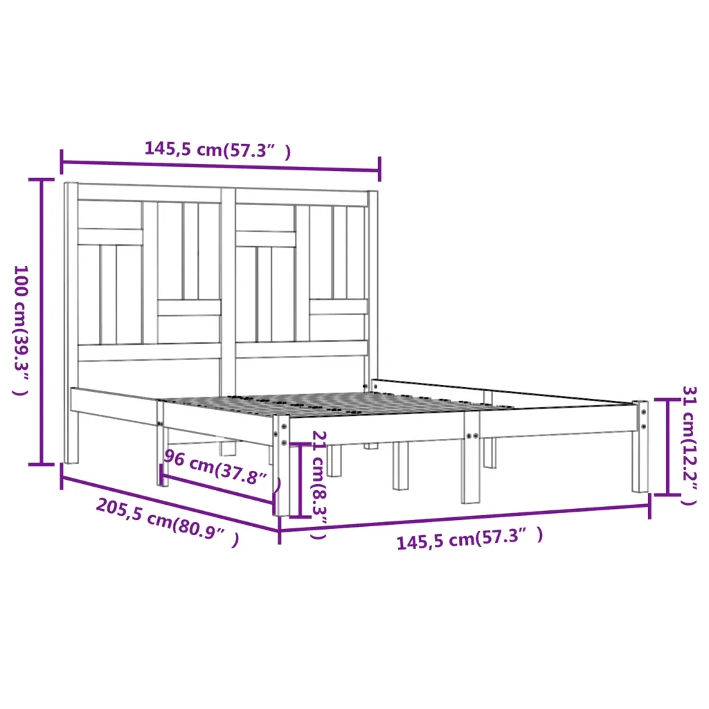Letto matrimoniale | Letto per adulti | Giroletto senza Materasso Bianco 140x200 cm Legno Massello Pino - Image 6