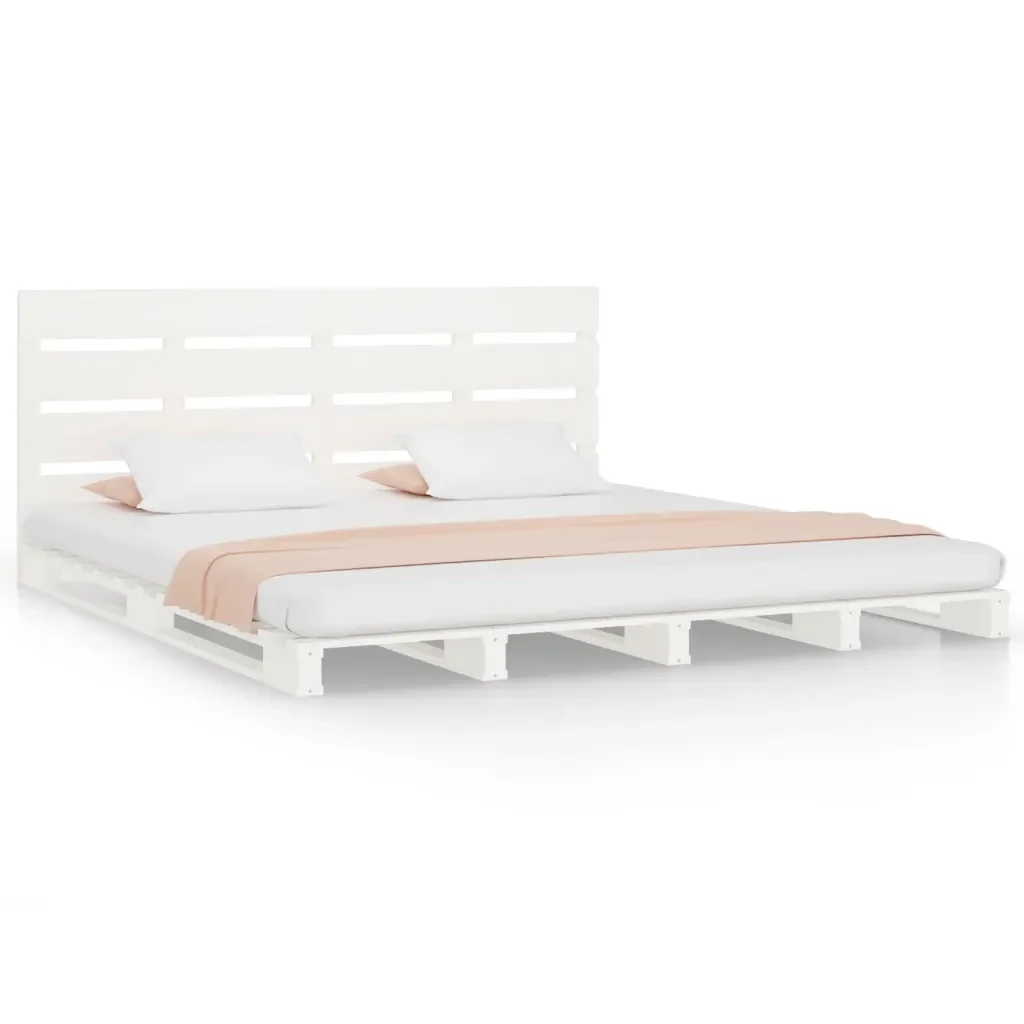 Letto matrimoniale | Letto per adulti | Giroletto senza Materasso Bianco 140x200 cm Legno Massello Pino