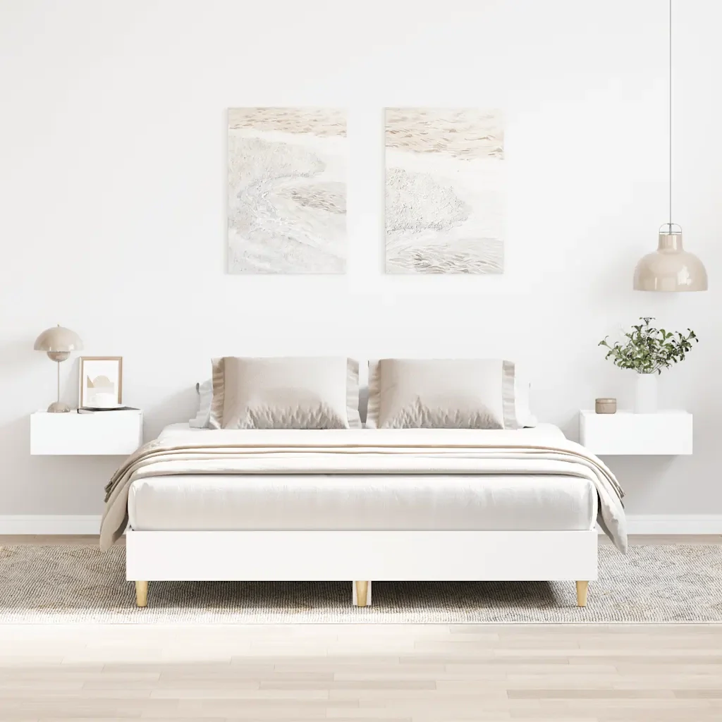 Letto matrimoniale | Letto per adulti | Giroletto senza Materasso Bianco 140x200 cm Legno Multistrato - Image 2