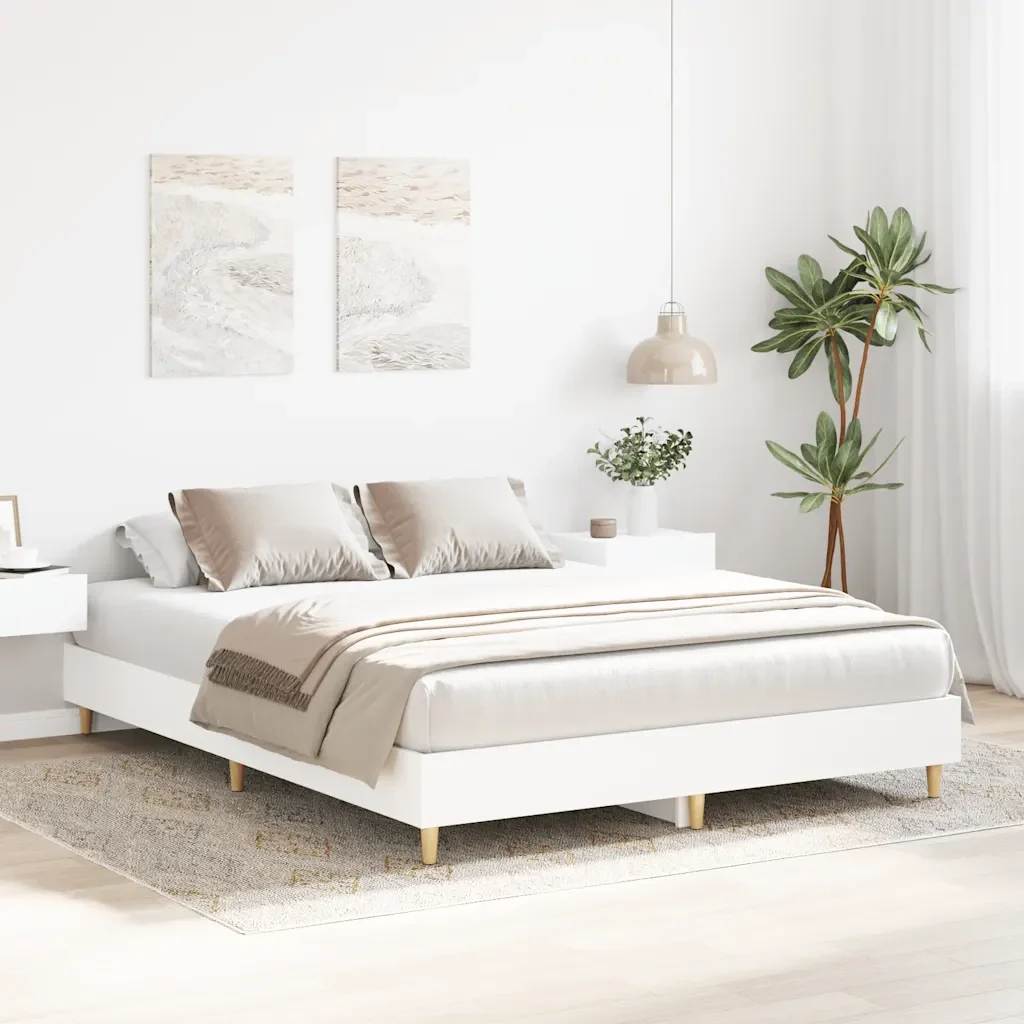 Letto matrimoniale | Letto per adulti | Giroletto senza Materasso Bianco 140x200 cm Legno Multistrato - Image 4