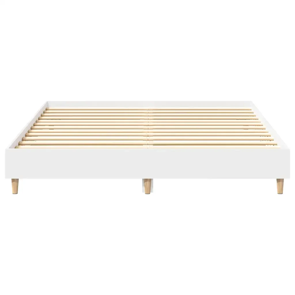 Letto matrimoniale | Letto per adulti | Giroletto senza Materasso Bianco 140x200 cm Legno Multistrato - Image 5