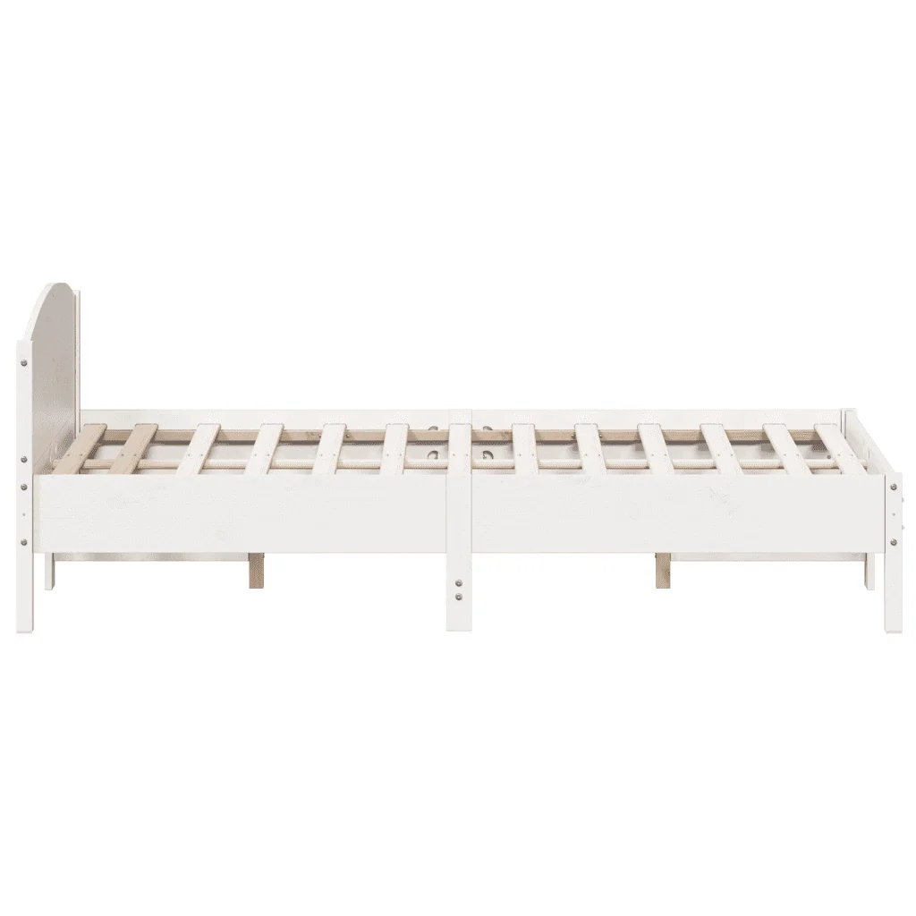 Letto matrimoniale | Letto per adulti | Giroletto senza Materasso Bianco 150x200 cm Legno Massello Pino - Image 5