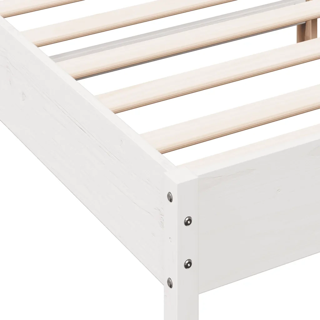 Letto matrimoniale | Letto per adulti | Giroletto senza Materasso Bianco 150x200 cm Legno Massello Pino - Image 7