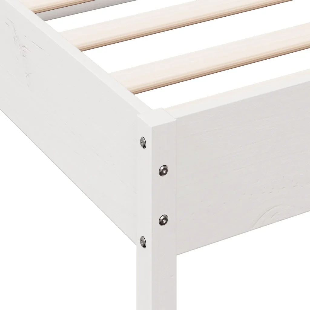 Letto matrimoniale | Letto per adulti | Giroletto senza Materasso Bianco 150x200 cm Legno Massello Pino - Image 9