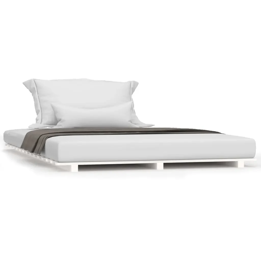 Letto matrimoniale | Letto per adulti | Giroletto senza Materasso Bianco 150x200 cm Legno Massello Pino