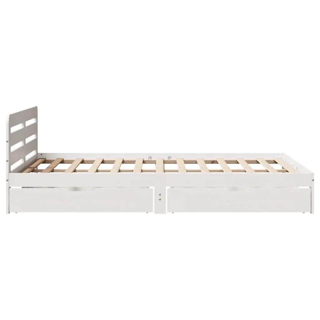 Letto matrimoniale | Letto per adulti | Giroletto senza Materasso Bianco 150x200 cm Legno Massello Pino - Image 7