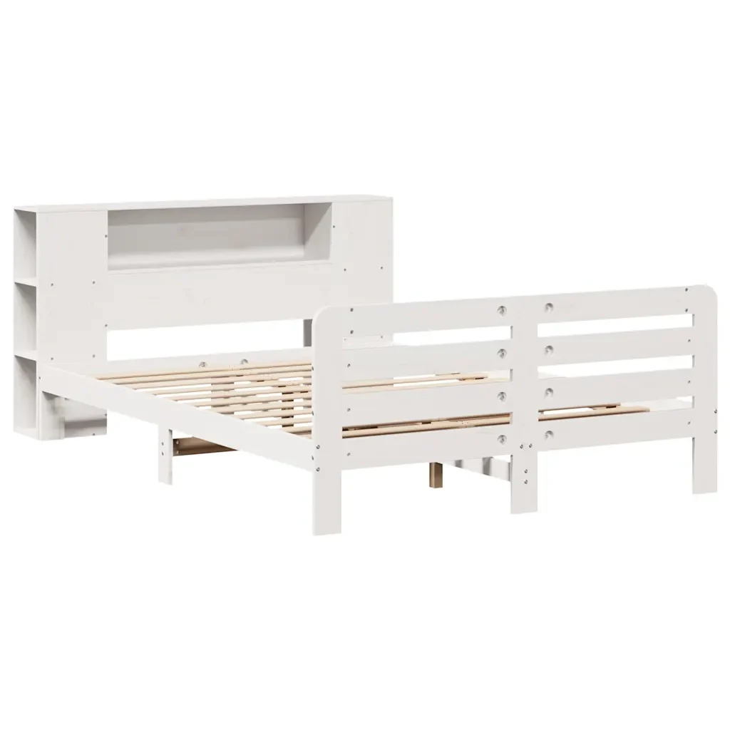 Letto matrimoniale | Letto per adulti | Giroletto senza Materasso Bianco 150x200 cm Legno Massello Pino - Image 3