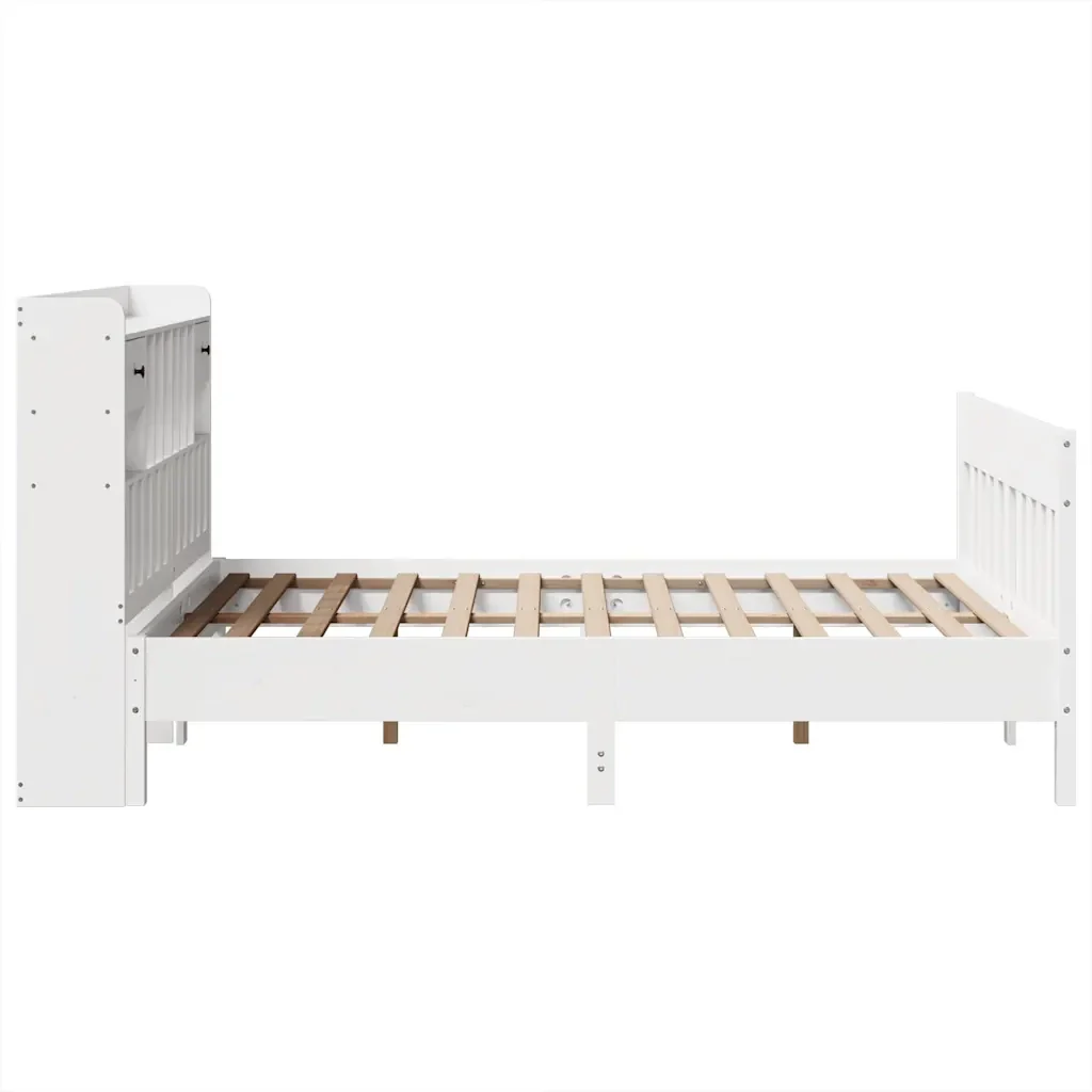Letto matrimoniale | Letto per adulti | Giroletto senza Materasso Bianco 150x200 cm Legno Massello Pino - Image 7