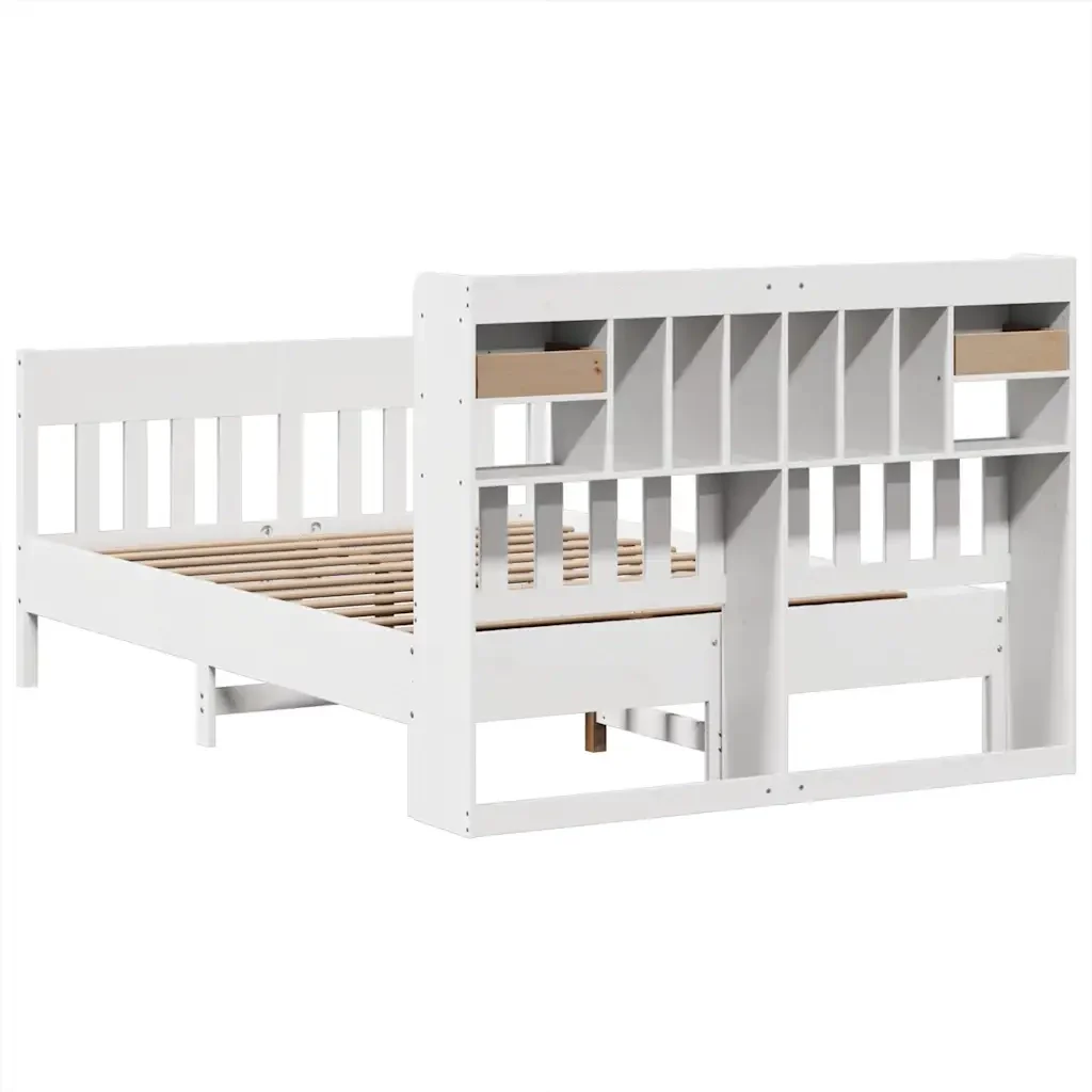 Letto matrimoniale | Letto per adulti | Giroletto senza Materasso Bianco 150x200 cm Legno Massello Pino - Image 8