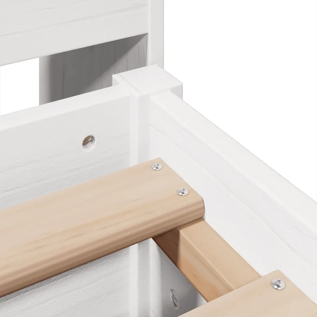Letto matrimoniale | Letto per adulti | Giroletto senza Materasso Bianco 150x200 cm Legno Massello Pino - Image 9